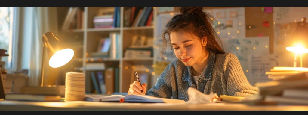 Confident student sitting at desk