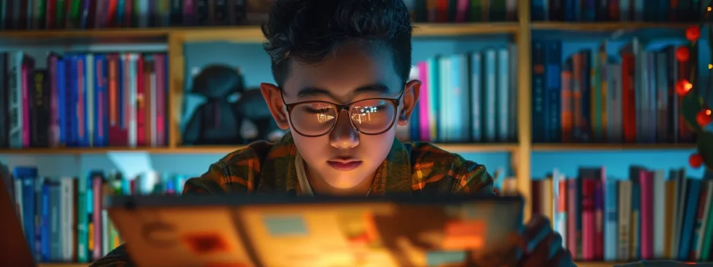 Focused student engaged in studying with laptop