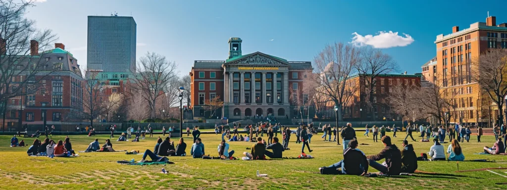 Vibrant college campus scene
