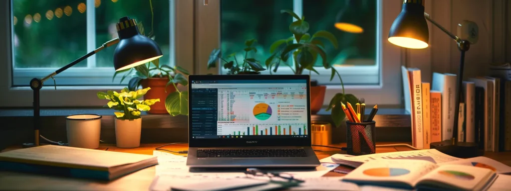a vibrant study space is illuminated by soft, natural light, showcasing an open laptop displaying colorful graphs and statistics, surrounded by textbooks and notepads filled with creative notes and formulas, embodying the essence of simplifying data analysis for academic success.