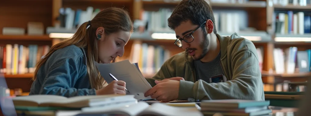 Focused student and a tutor working
