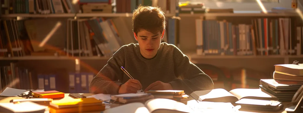 Focused student immersed in work