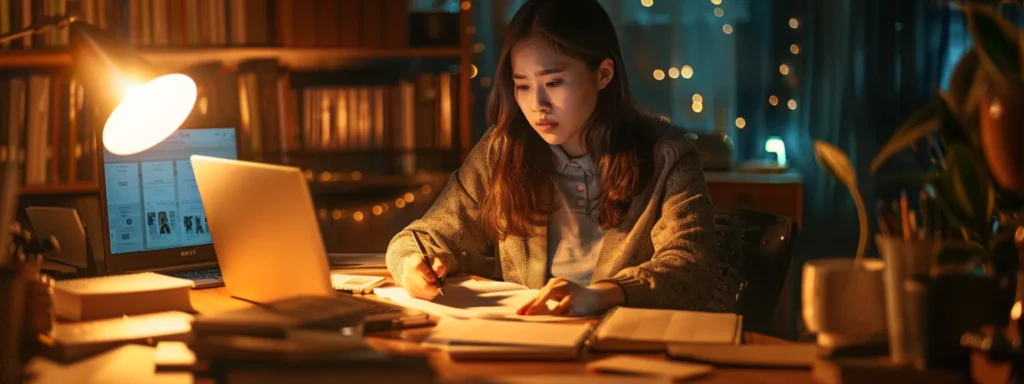 Focused student sitting at desk