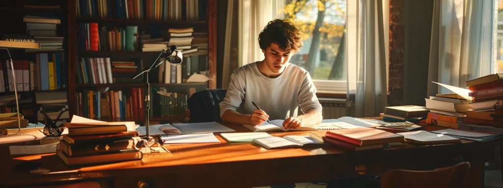 Focused student sitting at desk