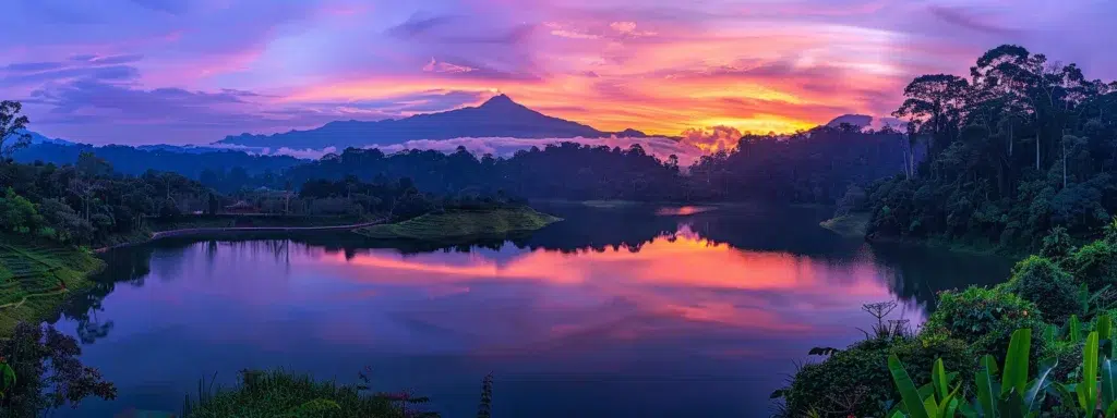 Vibrant sunset casting brilliant light