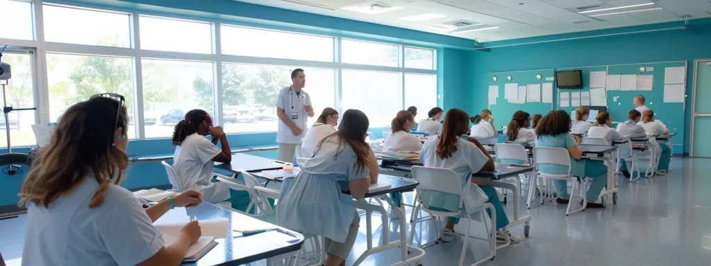 Bright modern classroom filled with students