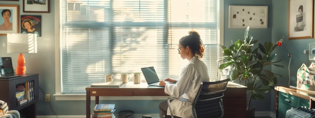 Focused nurse sitting at desk