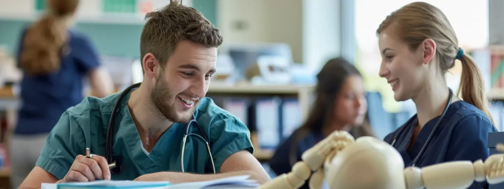 Focused nursing student engaged in study